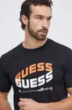 Bombažna kratka majica Guess črna