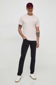 Βαμβακερό μπλουζάκι Calvin Klein Jeans J30J324671 ροζ SS24