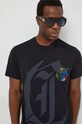 Just Cavalli t-shirt bawełniany czarny 76OAHG10.CJ300