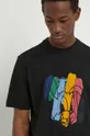 czarny PS Paul Smith t-shirt z domieszką lnu