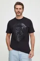 czarny PLEIN SPORT t-shirt bawełniany