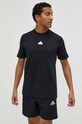 Памучна тениска adidas IN6229 черен SS24