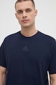 Памучна тениска adidas тъмносин IR5265