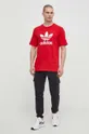 Βαμβακερό μπλουζάκι adidas Originals Trefoil κόκκινο