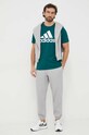 Памучна тениска adidas IS1300 зелен AW24