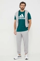 Pamučna majica adidas zelena