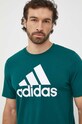 Bavlněné tričko adidas zelená IS1300