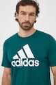 adidas t-shirt bawełniany Essentials zielony IS1300