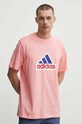 Хлопковая футболка adidas розовый IS8342