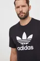 μαύρο Βαμβακερό μπλουζάκι adidas Originals Trefoil