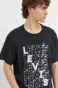 μαύρο Βαμβακερό μπλουζάκι Levi's