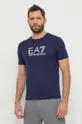 tmavomodrá Bavlnené tričko EA7 Emporio Armani