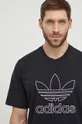 μαύρο Βαμβακερό μπλουζάκι adidas Originals Trefoil Tee