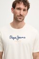 Бавовняна футболка Pepe Jeans Eggo бежевий PM508208