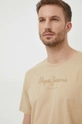 beżowy Pepe Jeans t-shirt bawełniany Eggo