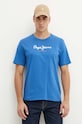 Хлопковая футболка Pepe Jeans Eggo N голубой PM508208