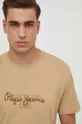 béžová Bavlnené tričko Pepe Jeans Chris