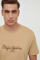 бежевий Бавовняна футболка Pepe Jeans Chris