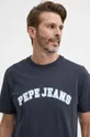 tmavomodrá Bavlnené tričko Pepe Jeans