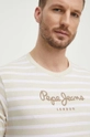 μπεζ Βαμβακερό μπλουζάκι Pepe Jeans STRIPED EGGO