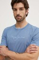Pepe Jeans t-shirt bawełniany EMB EGGO niebieski PM509418