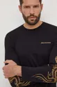 črna Bombažna majica z dolgimi rokavi Armani Exchange