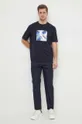 Armani Exchange pamut póló sötétkék