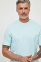 Бавовняна футболка Armani Exchange блакитний
