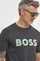 Bombažna kratka majica Boss Green siva