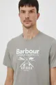 зелёный Хлопковая футболка Barbour Мужской