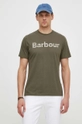 zielony Barbour t-shirt bawełniany