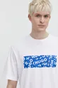 λευκό Βαμβακερό μπλουζάκι Hugo Blue