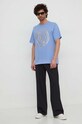 Bavlněné tričko Versace Jeans Couture 76GAHT04.CJ00T modrá SS24