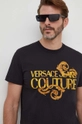 črna Bombažna kratka majica Versace Jeans Couture