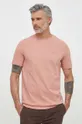 Βαμβακερό μπλουζάκι Boss Orange ροζ