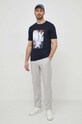 BOSS t-shirt bawełniany 50512110 granatowy SS24