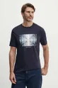 tmavomodrá Bavlnené tričko Armani Exchange
