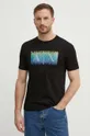 Βαμβακερό μπλουζάκι Armani Exchange μαύρο