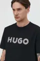 fekete HUGO pamut póló