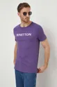 Хлопковая футболка United Colors of Benetton фиолетовой