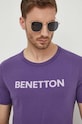 United Colors of Benetton t-shirt bawełniany fioletowy 3I1XU100A