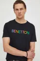чёрный Хлопковая футболка United Colors of Benetton