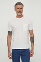 biały United Colors of Benetton t-shirt z domieszką lnu