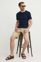 United Colors of Benetton t-shirt lniany 39IVU104I granatowy SS24