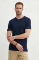United Colors of Benetton t-shirt lniany granatowy 39IVU104I
