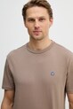 Bombažna kratka majica United Colors of Benetton rjava 3MI5J1AF7