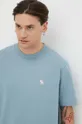 niebieski Abercrombie & Fitch t-shirt bawełniany