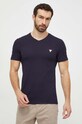 Βαμβακερό μπλουζάκι Guess slim σκούρο μπλε M2YI37.I3Z14