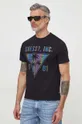 czarny Guess t-shirt bawełniany IRIDESCENT Męski