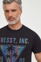 czarny Guess t-shirt bawełniany IRIDESCENT